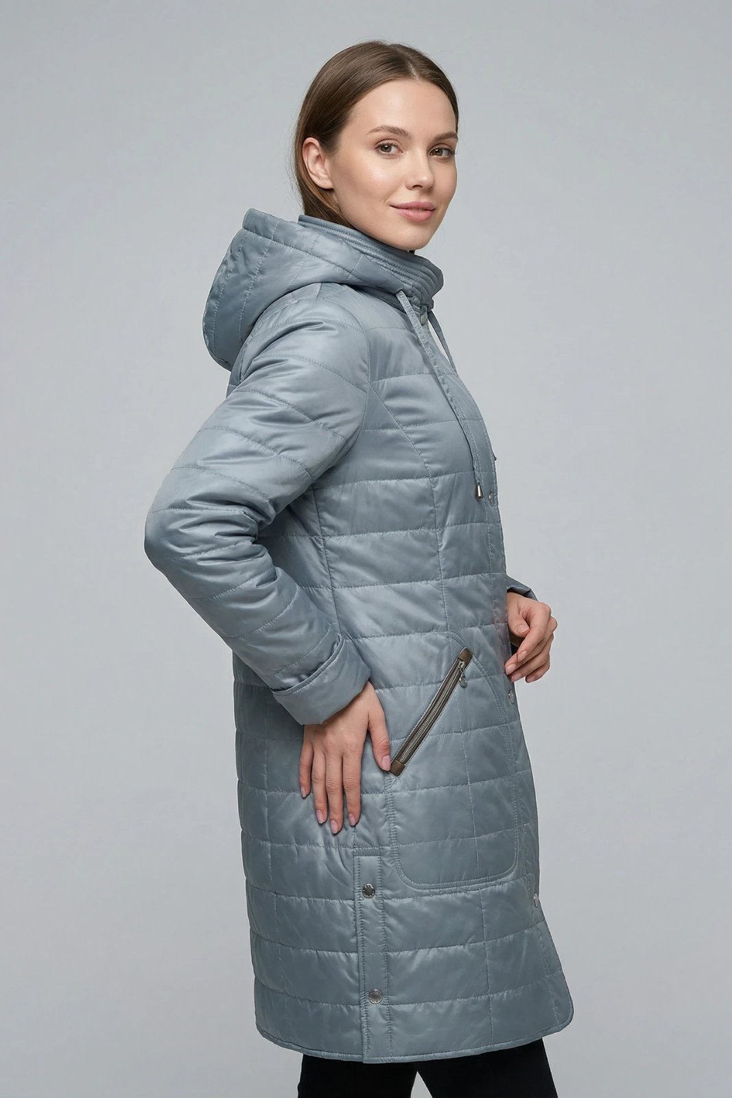 Kurtka przejściowa pikowana niebieska - szycie kurtek na zlecenie