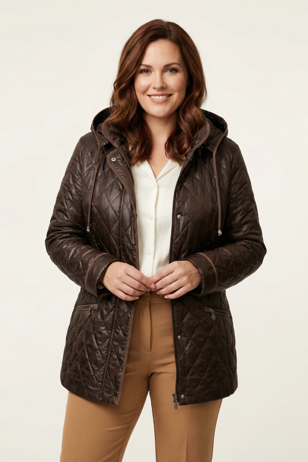 Kurtka zimowa pikowana brązowa - produkcja kurtek damskich na zlecenie