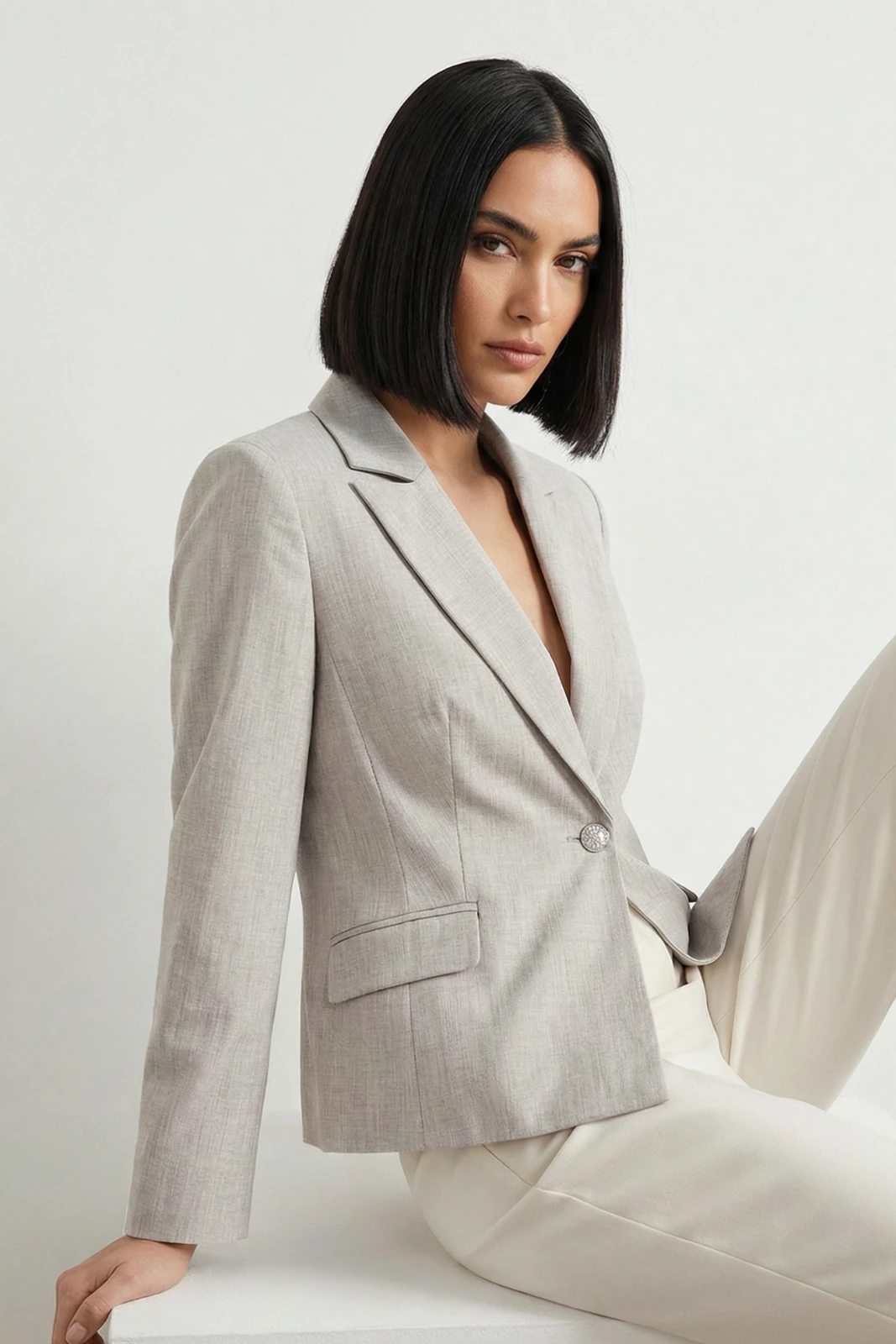 Żakiet damski lniany beżowy - szycie z naturalnych tkanin, Szwalnia ISABELL